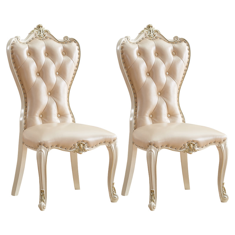 Chaise d'appoint en cuir de bouleau de style européen, chaise de salle à manger Parsons de couleur claire