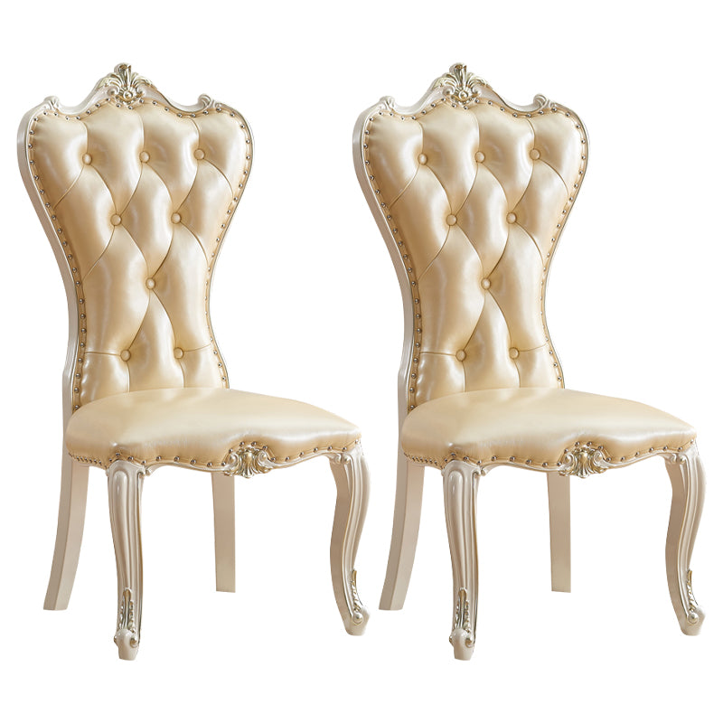 Chaise d'appoint en cuir de bouleau de style européen, chaise de salle à manger Parsons de couleur claire