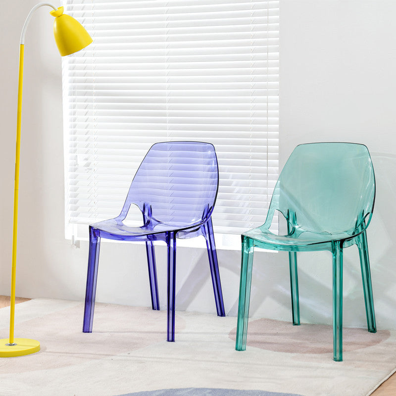 Glam Style Plastic Kitchen Dining Room Chair Set Solid Back Side Chairs