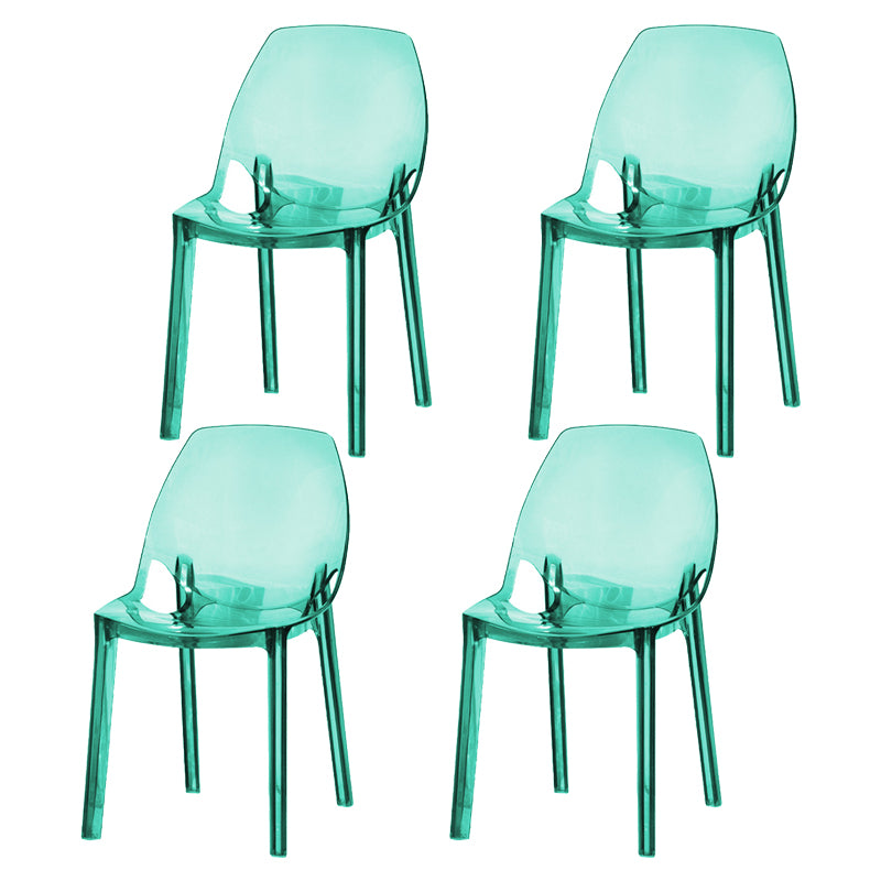 Glam Style Plastic Kitchen Dining Room Chair Set Solid Back Side Chairs