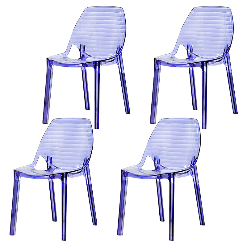 Glam Style Plastic Kitchen Dining Room Chair Set Solid Back Side Chairs