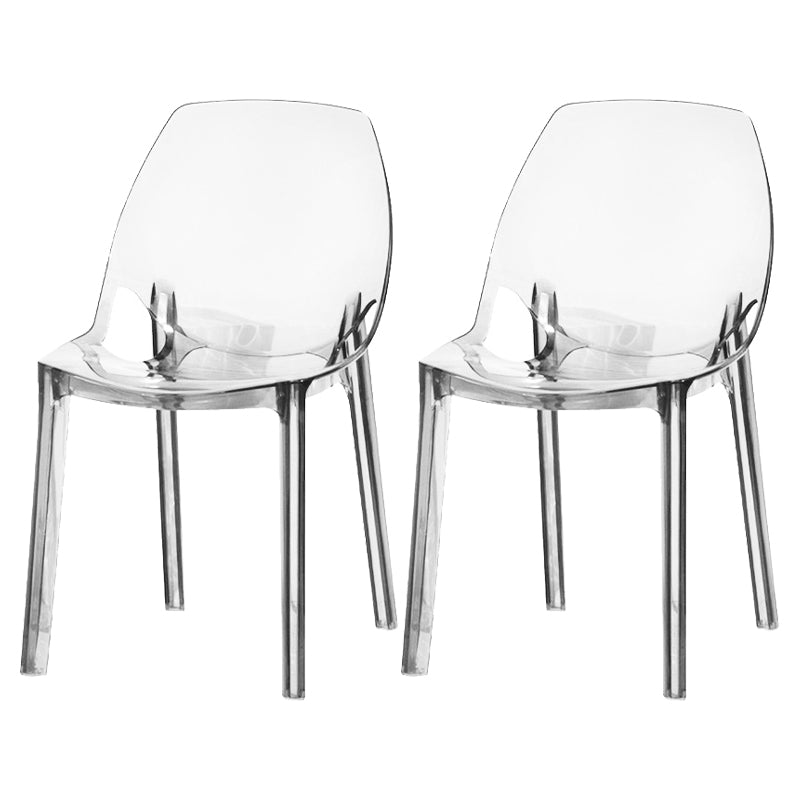 Glam Style Plastic Kitchen Dining Room Chair Set Solid Back Side Chairs
