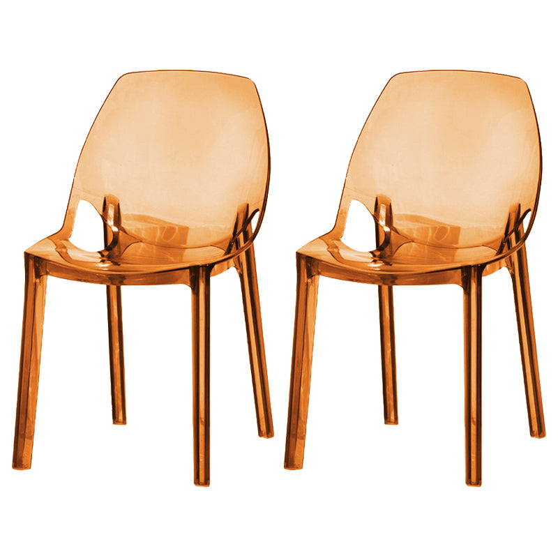 Glam Style Plastic Kitchen Dining Room Chair Set Solid Back Side Chairs