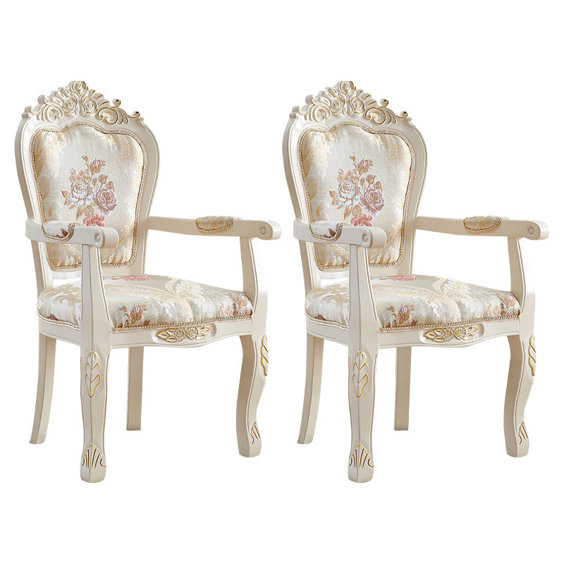European Style Birch Leather Arm Chair Light Color Solid Back Dining Chair with White Legs