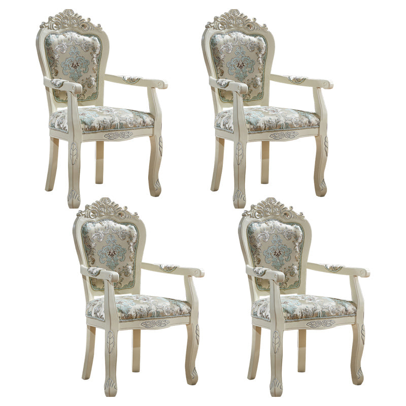 European Style Birch Leather Arm Chair Light Color Solid Back Dining Chair with White Legs