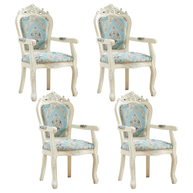 European Style Birch Leather Arm Chair Light Color Solid Back Dining Chair with White Legs