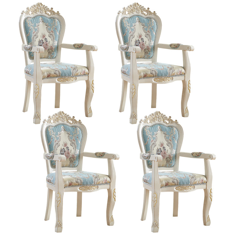 European Style Birch Leather Arm Chair Light Color Solid Back Dining Chair with White Legs