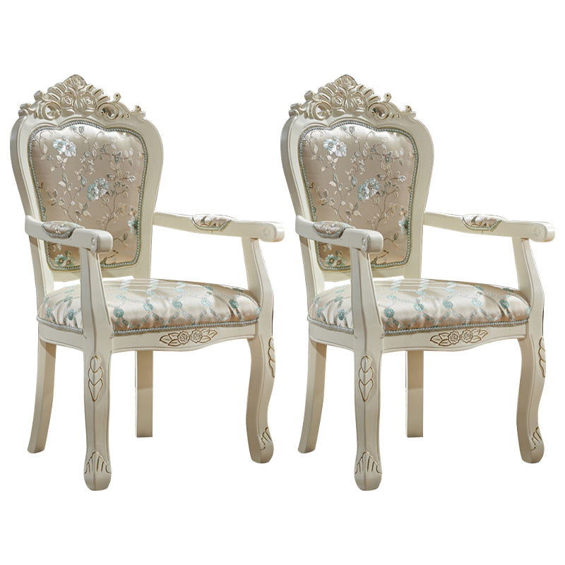 European Style Birch Leather Arm Chair Light Color Solid Back Dining Chair with White Legs