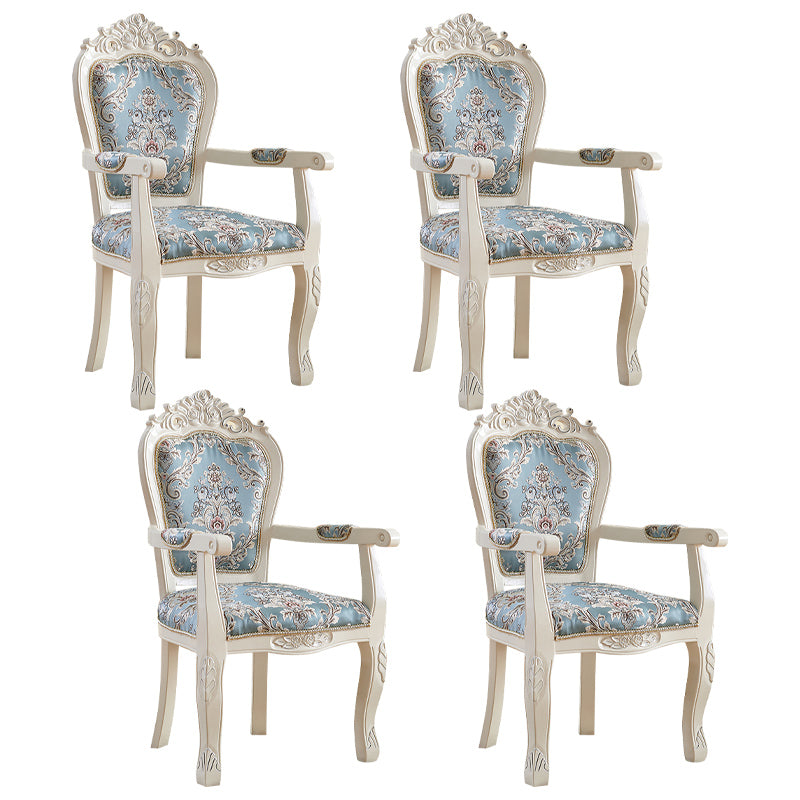 European Style Birch Leather Arm Chair Light Color Solid Back Dining Chair with White Legs