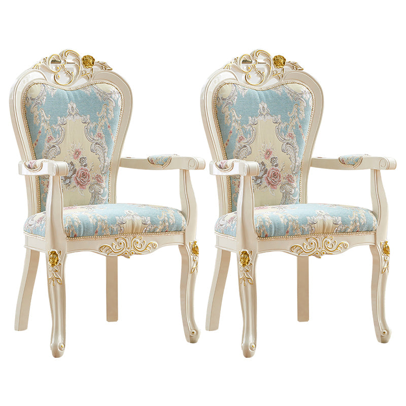 European Style Birch Leather Arm Chair Light Color Solid Back Dining Chair with White Legs