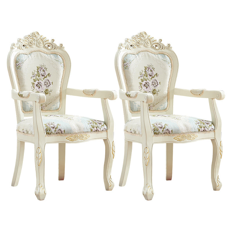 European Style Birch Leather Arm Chair Light Color Solid Back Dining Chair with White Legs