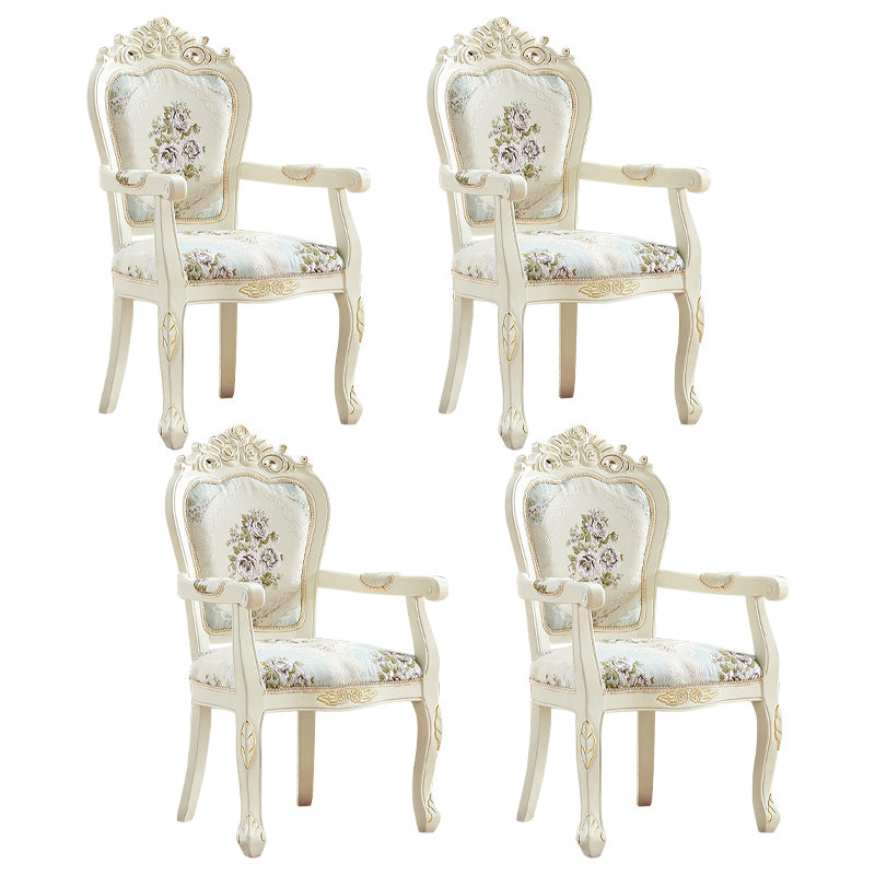 European Style Birch Leather Arm Chair Light Color Solid Back Dining Chair with White Legs