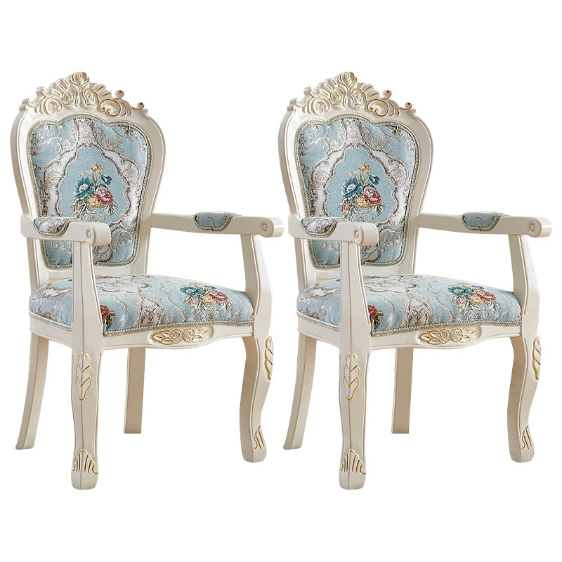 European Style Birch Leather Arm Chair Light Color Solid Back Dining Chair with White Legs