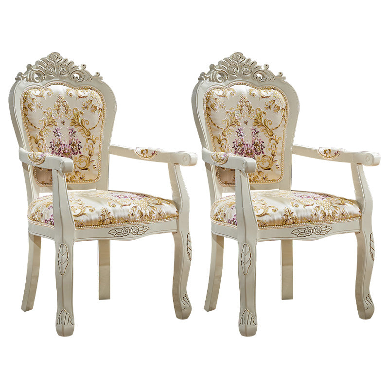 European Style Birch Leather Arm Chair Light Color Solid Back Dining Chair with White Legs