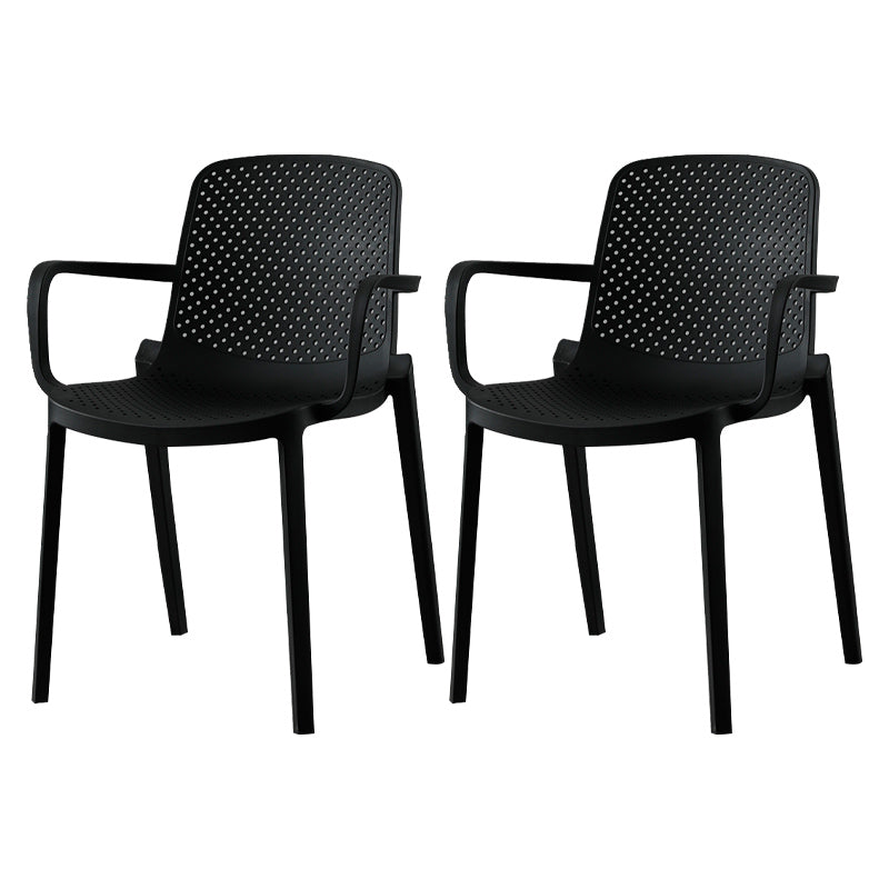 Scandinavian Plastic Dining Arm Chair Solid Back Kitchen Dining Armchair