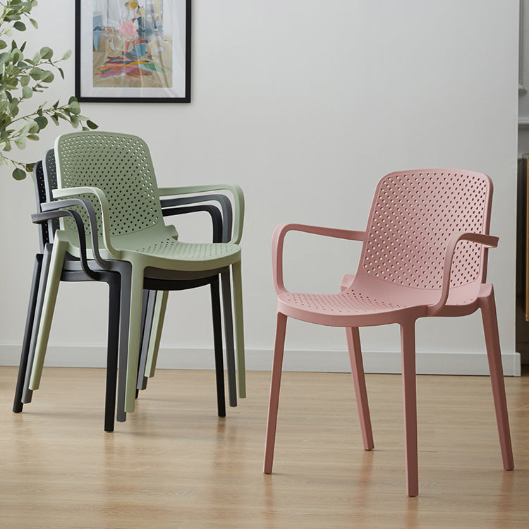 Scandinavian Plastic Dining Arm Chair Solid Back Kitchen Dining Armchair