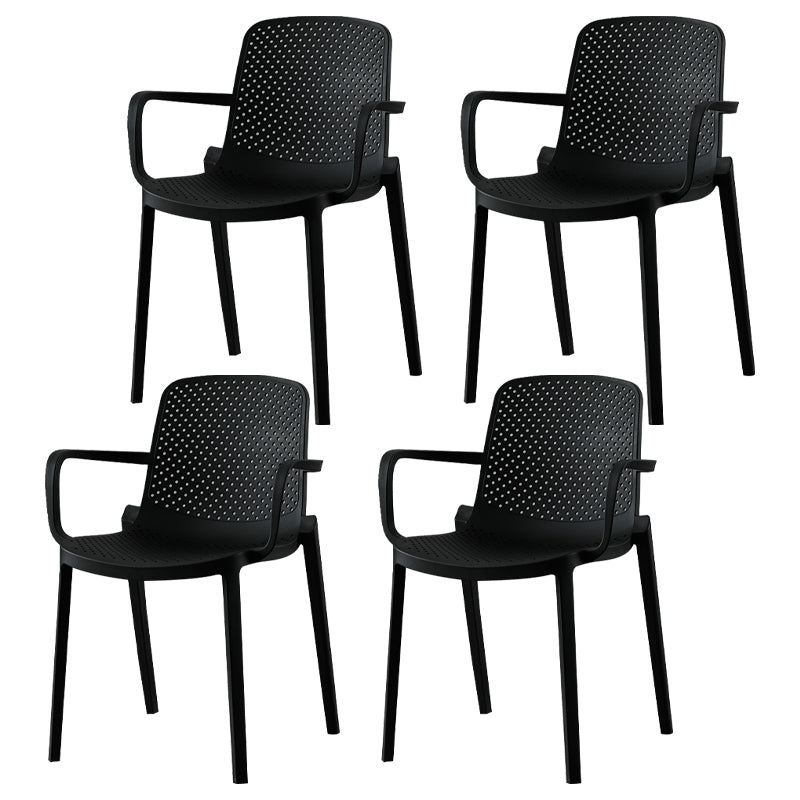 Scandinavian Plastic Dining Arm Chair Solid Back Kitchen Dining Armchair