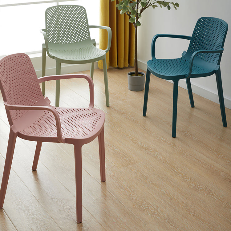 Scandinavian Plastic Dining Arm Chair Solid Back Kitchen Dining Armchair