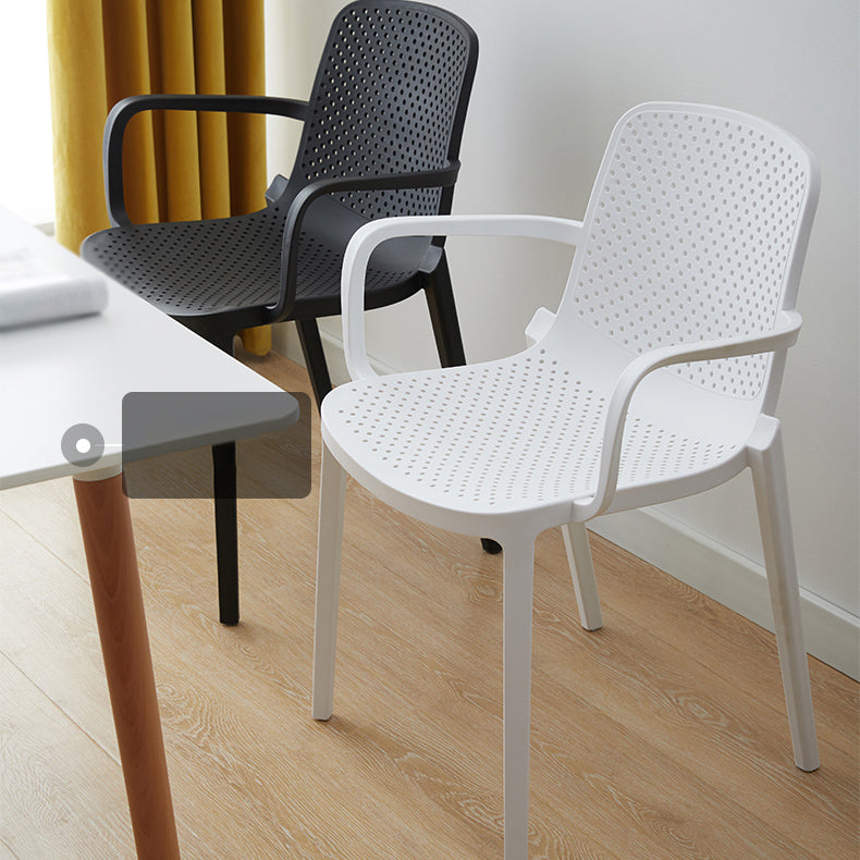 Scandinavian Plastic Dining Arm Chair Solid Back Kitchen Dining Armchair