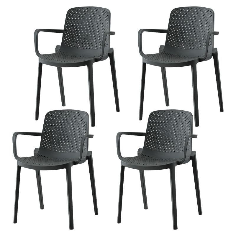 Scandinavian Plastic Dining Arm Chair Solid Back Kitchen Dining Armchair