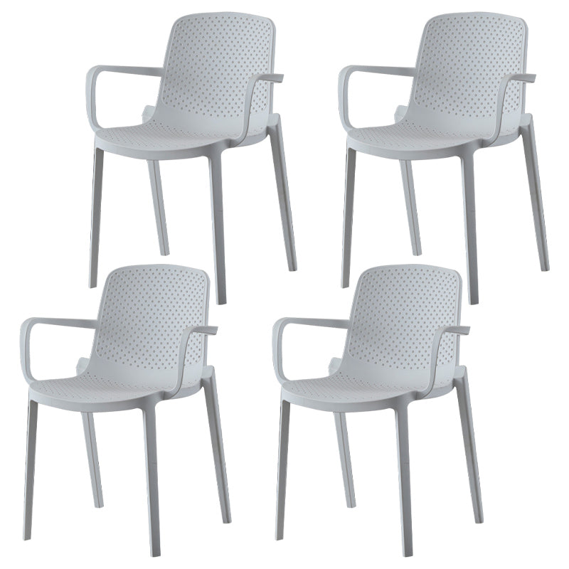 Scandinavian Plastic Dining Arm Chair Solid Back Kitchen Dining Armchair