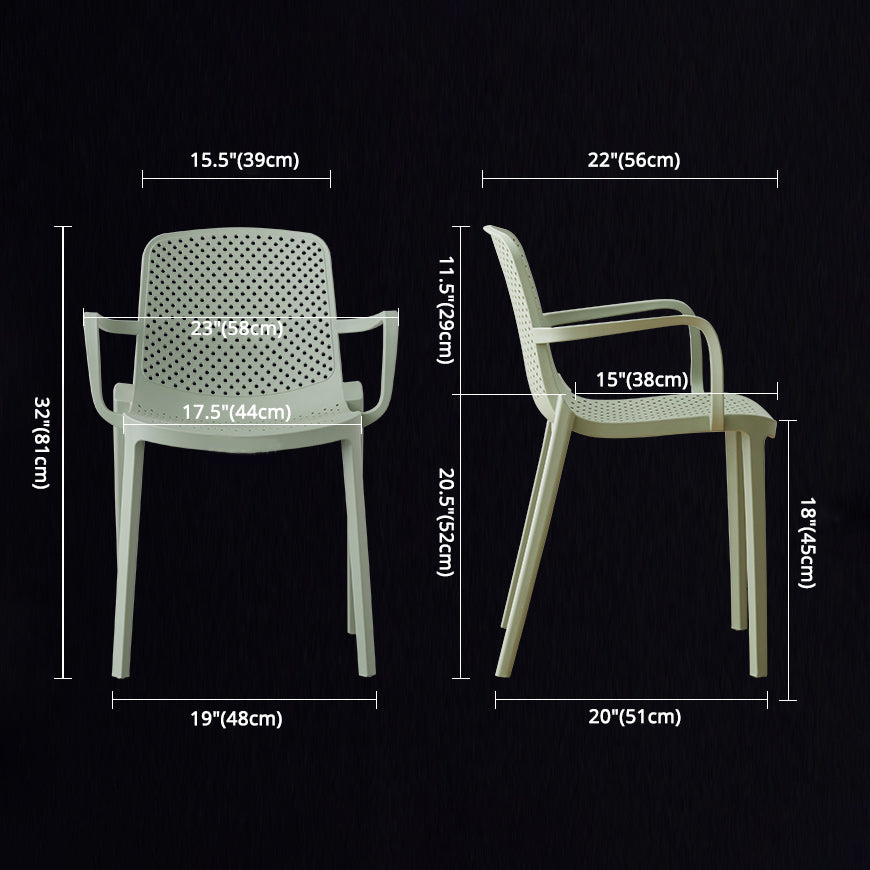 Scandinavian Plastic Dining Arm Chair Solid Back Kitchen Dining Armchair