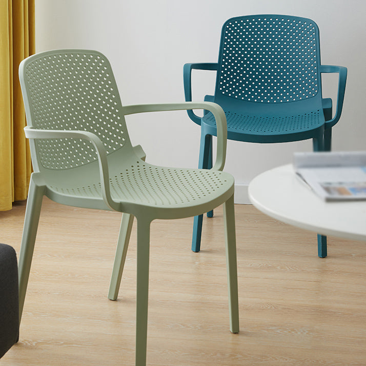 Scandinavian Plastic Dining Arm Chair Solid Back Kitchen Dining Armchair