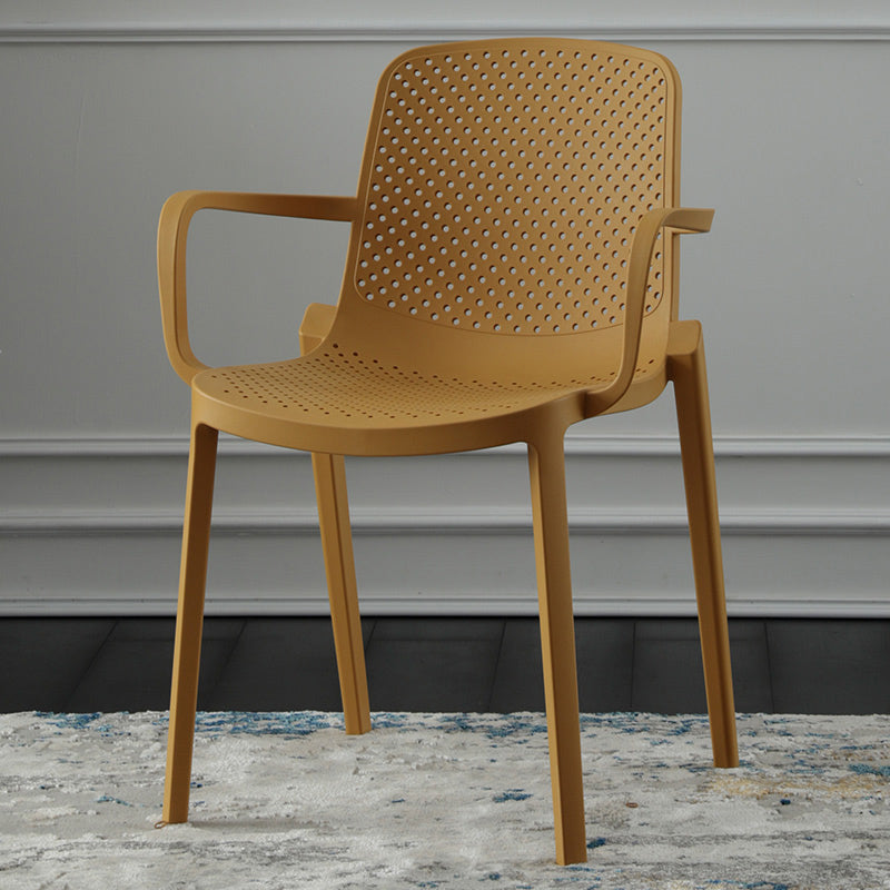 Scandinavian Plastic Dining Arm Chair Solid Back Kitchen Dining Armchair