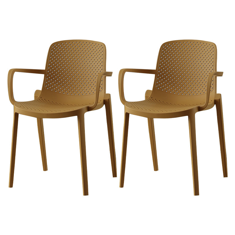 Scandinavian Plastic Dining Arm Chair Solid Back Kitchen Dining Armchair
