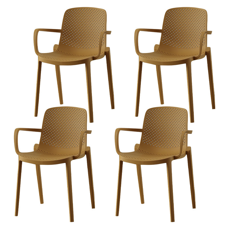 Scandinavian Plastic Dining Arm Chair Solid Back Kitchen Dining Armchair