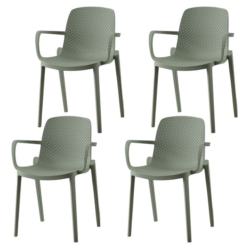 Scandinavian Plastic Dining Arm Chair Solid Back Kitchen Dining Armchair