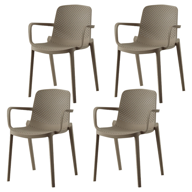 Scandinavian Plastic Dining Arm Chair Solid Back Kitchen Dining Armchair