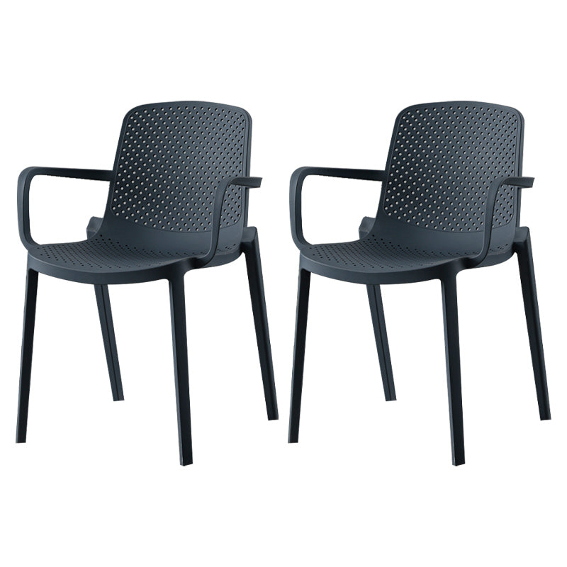 Scandinavian Plastic Dining Arm Chair Solid Back Kitchen Dining Armchair