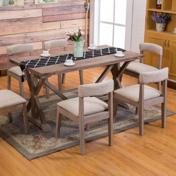 Country Style Solid Wood Dining Room Chair Open Back Dining Side Chair