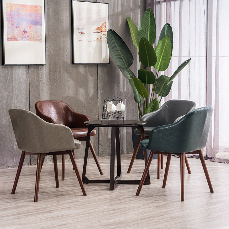 Scandinavian Beech Solid Back Arm Chair Fabric Dining Chair with Natural Legs