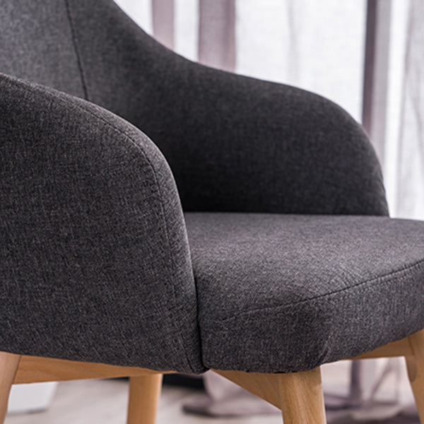 Scandinavian Beech Solid Back Arm Chair Fabric Dining Chair with Natural Legs