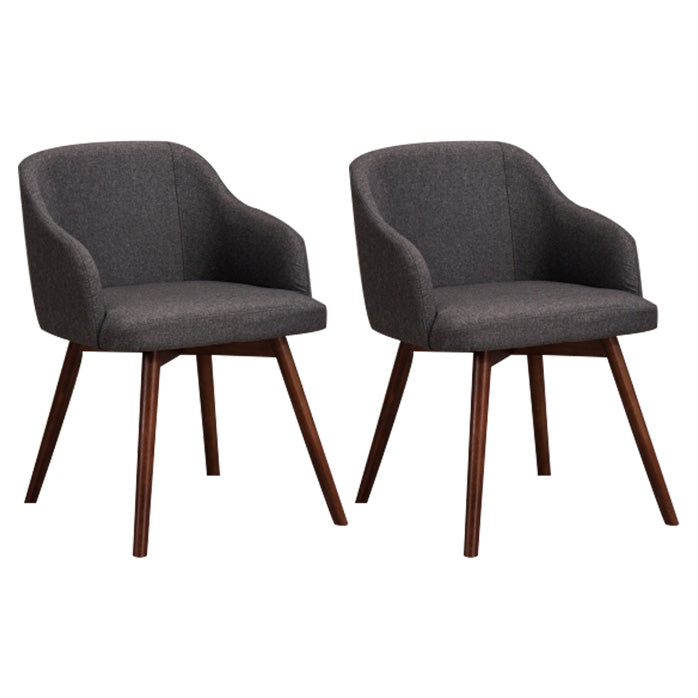 Scandinavian Beech Solid Back Arm Chair Fabric Dining Chair with Natural Legs