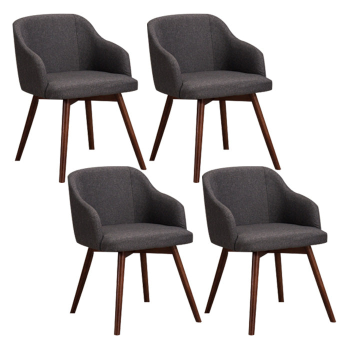 Scandinavian Beech Solid Back Arm Chair Fabric Dining Chair with Natural Legs