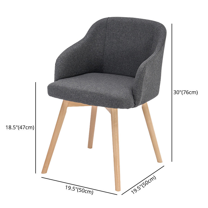 Scandinavian Beech Solid Back Arm Chair Fabric Dining Chair with Natural Legs