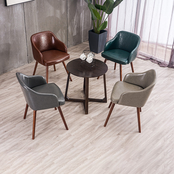 Scandinavian Beech Solid Back Arm Chair Fabric Dining Chair with Natural Legs