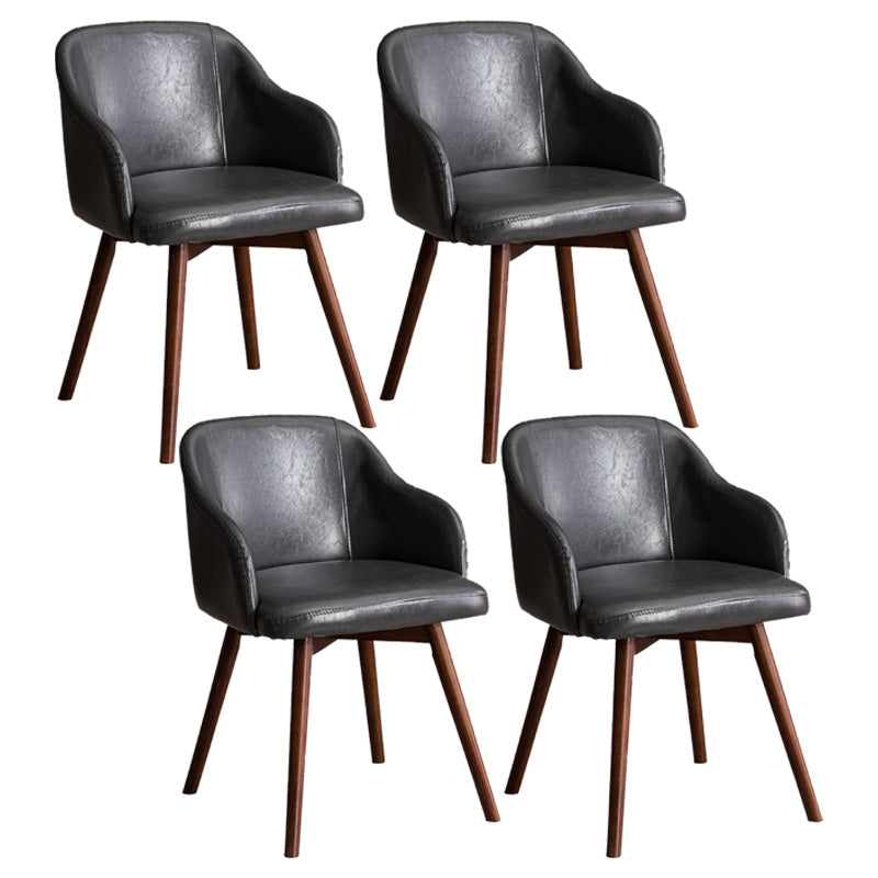 Scandinavian Beech Solid Back Arm Chair Fabric Dining Chair with Natural Legs
