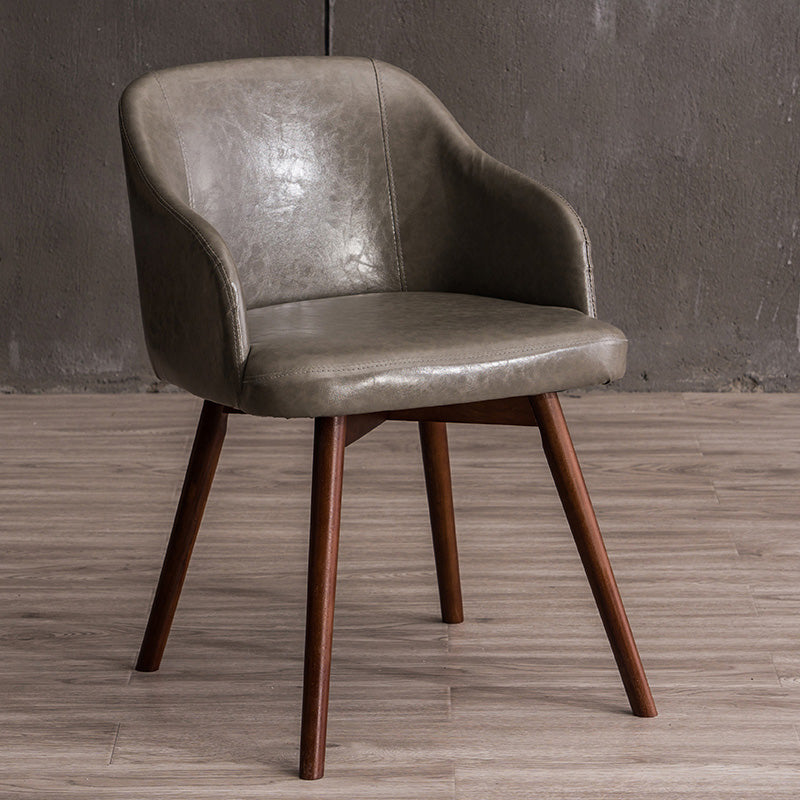 Scandinavian Beech Solid Back Arm Chair Fabric Dining Chair with Natural Legs