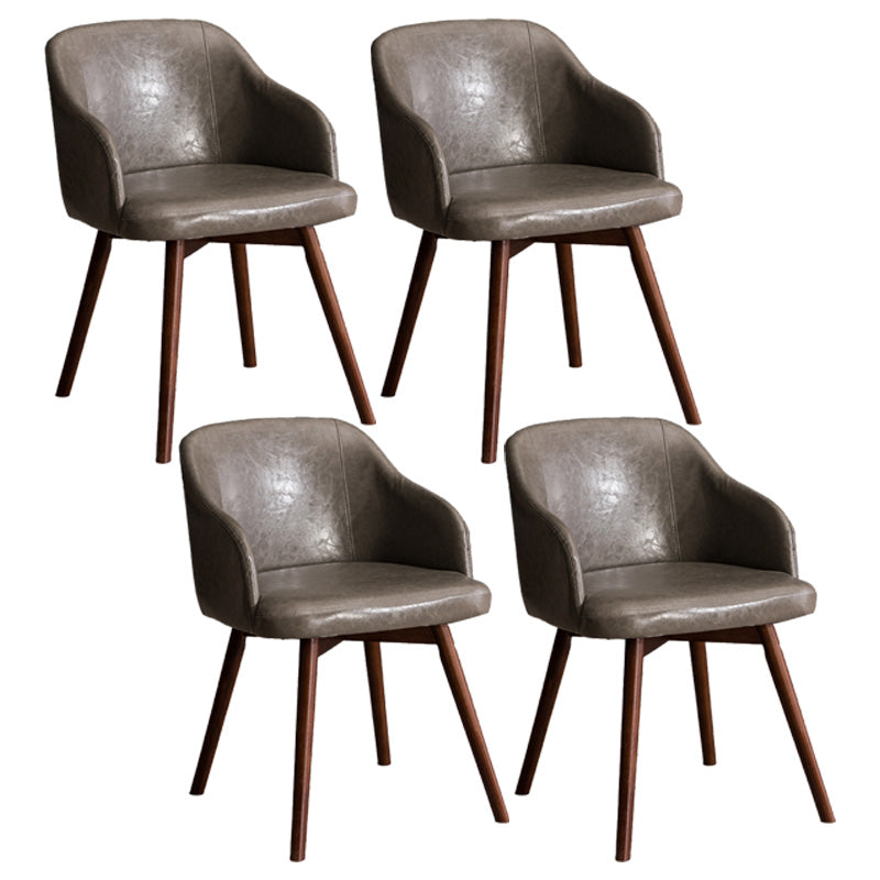 Scandinavian Beech Solid Back Arm Chair Fabric Dining Chair with Natural Legs