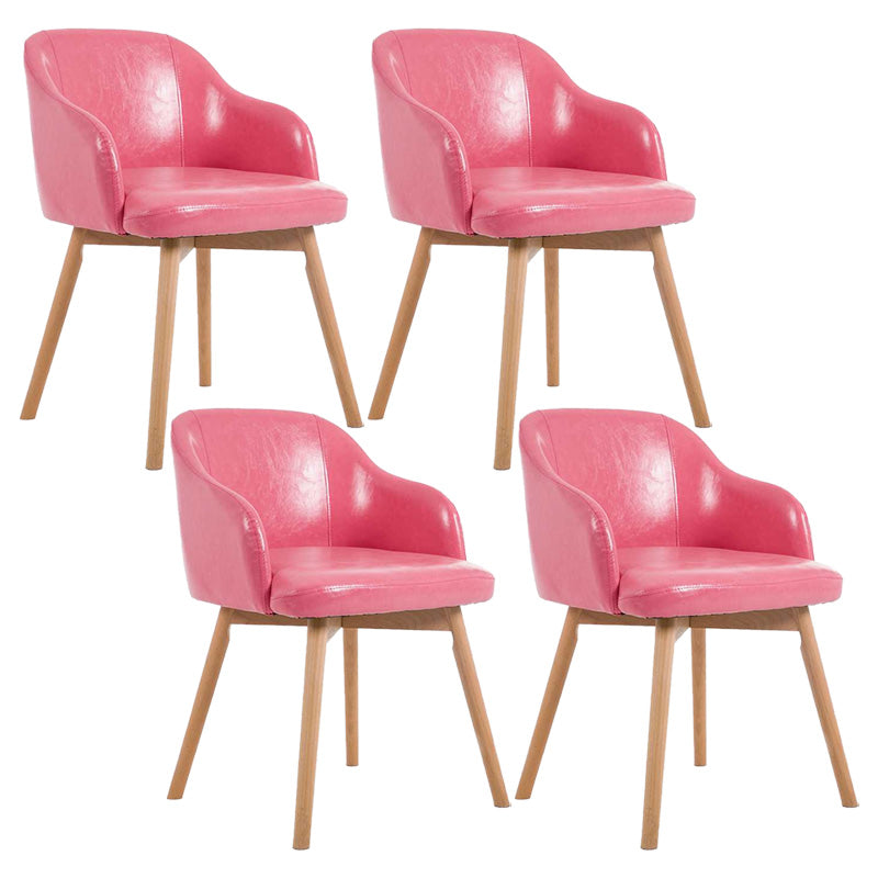 Scandinavian Beech Solid Back Arm Chair Fabric Dining Chair with Natural Legs