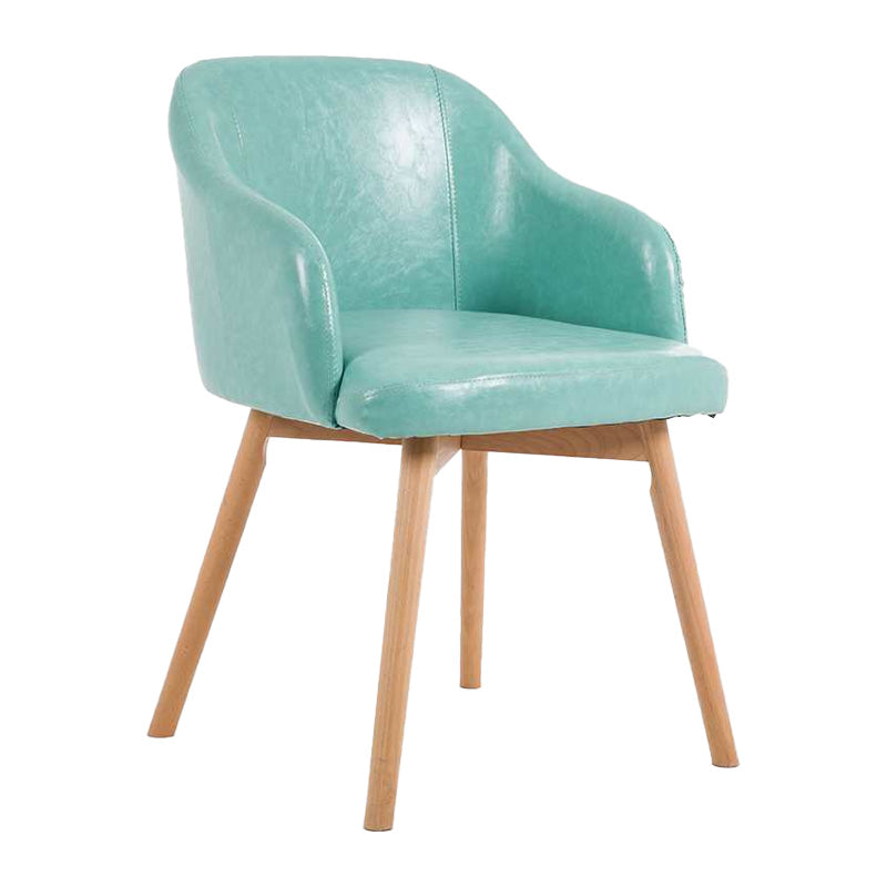 Scandinavian Beech Solid Back Arm Chair Fabric Dining Chair with Natural Legs