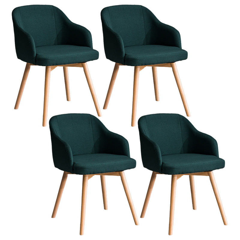 Scandinavian Beech Solid Back Arm Chair Fabric Dining Chair with Natural Legs