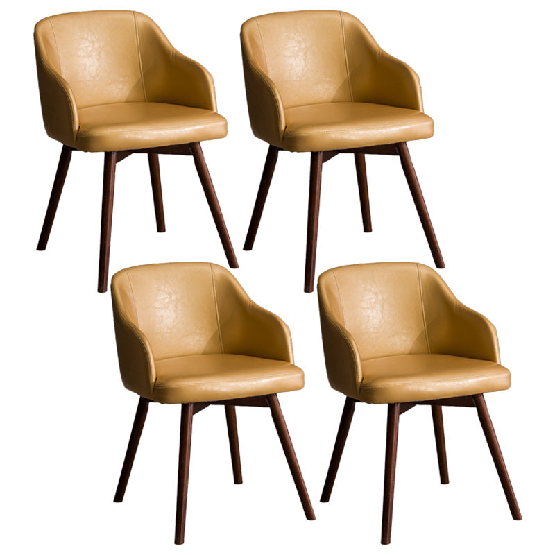Scandinavian Beech Solid Back Arm Chair Fabric Dining Chair with Natural Legs