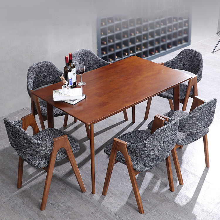 Scandinavian Rubberwood Open Arm Chair Upholstered Dining Chair with Wood Legs