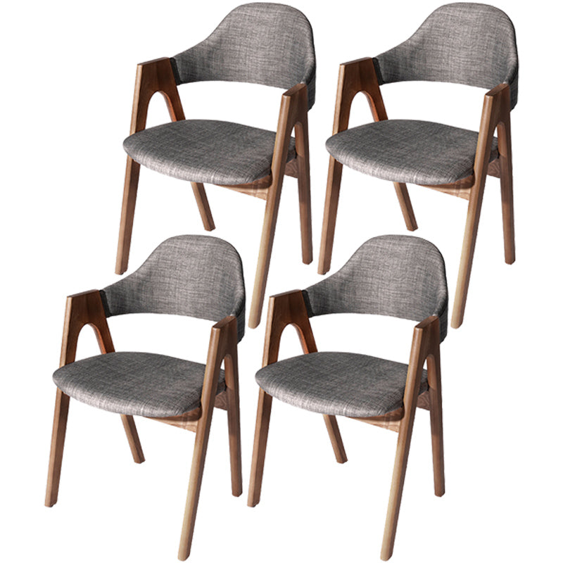 Scandinavian Rubberwood Open Arm Chair Upholstered Dining Chair with Wood Legs