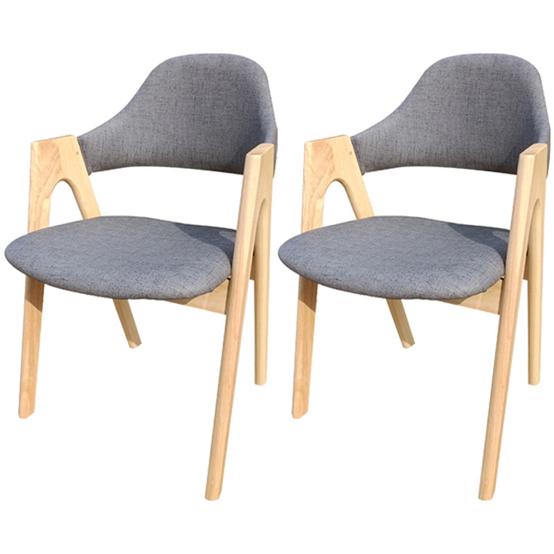 Scandinavian Rubberwood Open Arm Chair Upholstered Dining Chair with Wood Legs